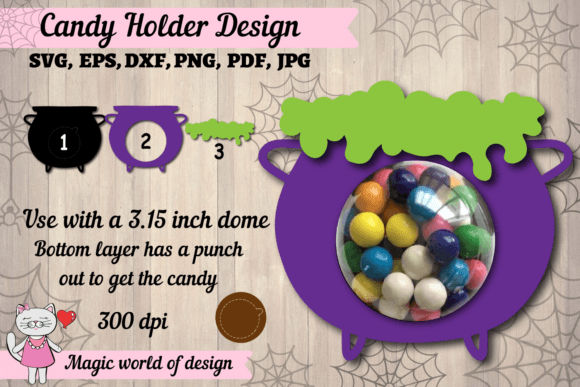 3D Halloween Potion Cauldron Candy Dome