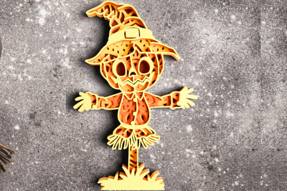 3D Layered Halloween Straw Man SVG