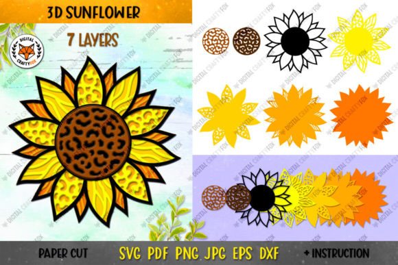 3D Leopard Sunflower Paper Cut Flower