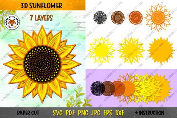3D Sunflower Mandala Layered Flower