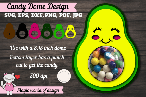 3D SVG Avocado Candy Dome Shapes