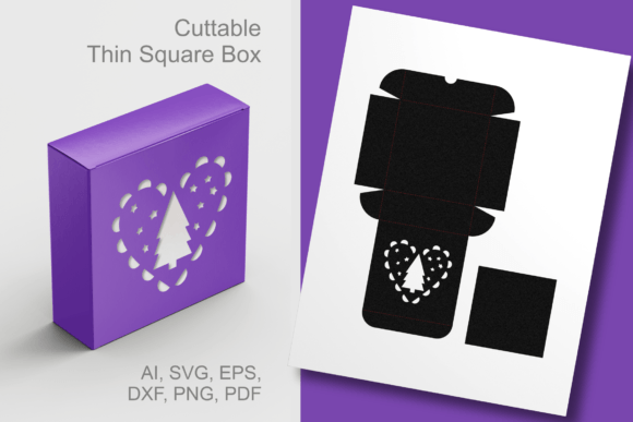 3D SVG Christmas Tree in a Heart Box