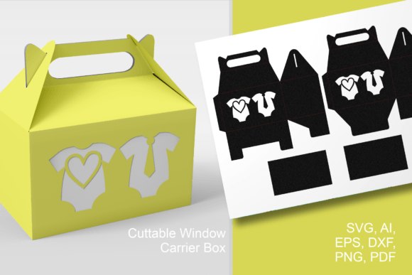 Baby Shower Gable Gift Box Template SVG: 3D SVG for Gift Boxes