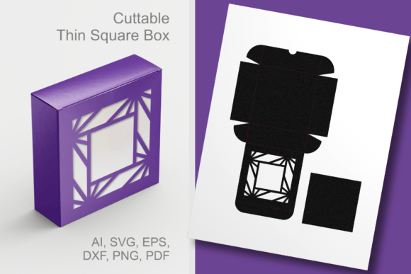 Geometric Square Window Thin Gift Box