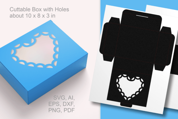 Heart Window Rectangular Box Template 3D SVG Shapes