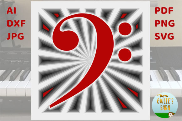 Layered Bass Key Square: 3D SVG for Shadow Boxes