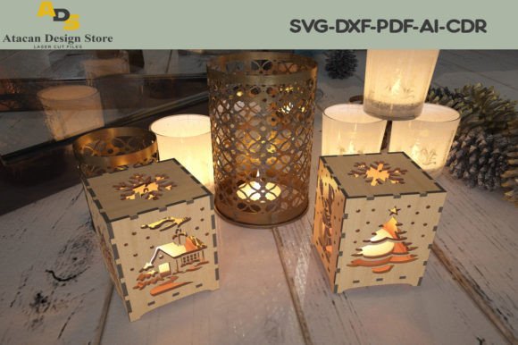 Plywood Christmas 3D SVG Lamps