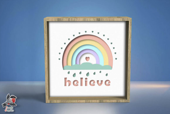 Rainbow Shadow Box Template 3D SVG