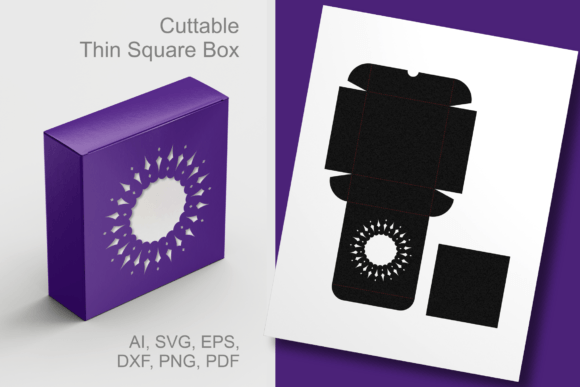 Sparkling Round Window Square Favor Box 3D SVG Gift Boxes