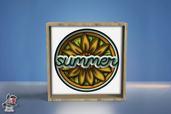 Summer Sunflower Shadow Box SVG Template
