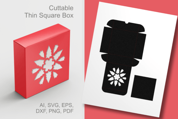Xmas Ornament Window Square Box Template 3D SVG